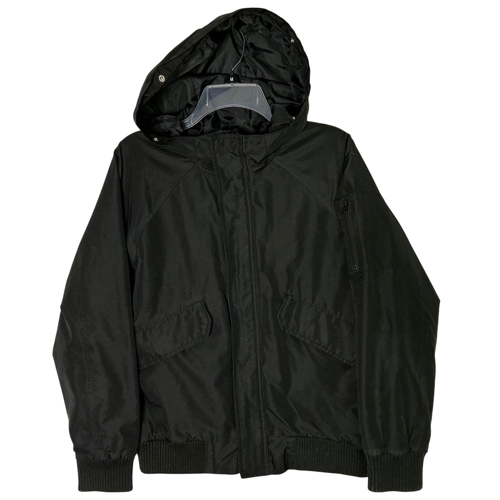 SWISS TECH Men's Black Hooded Bomber Jacket XL XL G‎ 14 16 Utility Zip Pocket